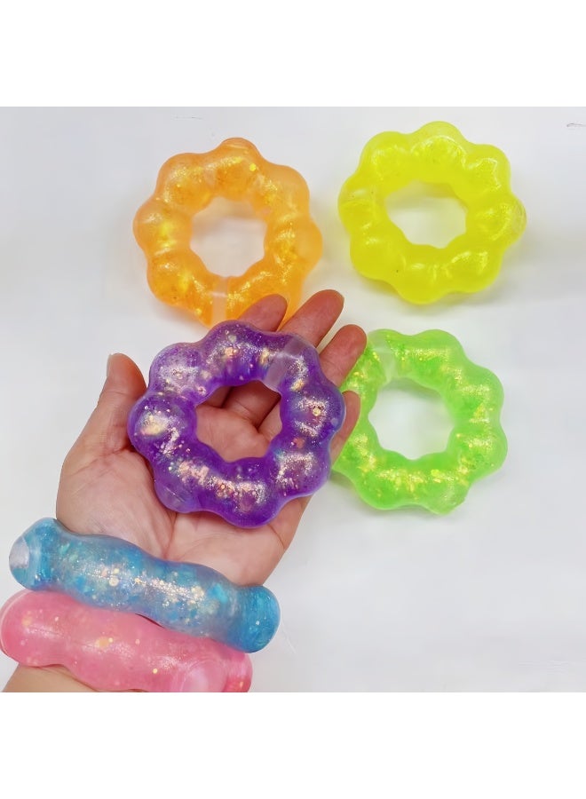 6PCS Stress Bracelet Sensory Toys, Soft and Elastic, Hand Exercise Balls, Sequined Stress-Relieving Toys Suitable for Boys, Girls, Children, and Adults - Image 2